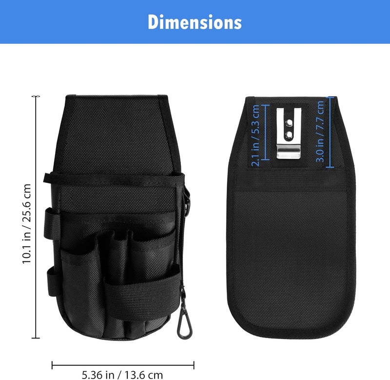KENOBE 5-Pockets Tool Pouch, Black Tool Pouch Organization, Heavy-Duty Electrician Tool Pouches for Electrician, Carpenter, Construction, Technician, Side Belt Pouch, Small Electrician Holster - Image 5